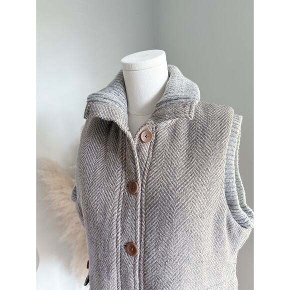 Woolrich Womens Wool Vest Medium Herringbone Button Up - Picture 2 of 10